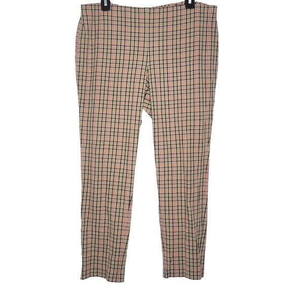 J. Jill Pants - J. JIll Size 14‎ Petite Tan Plaid Women's Premium Bistretch Skinny Pull On Pants